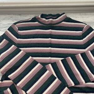 Mock neck multi color striped longsleeve shirt